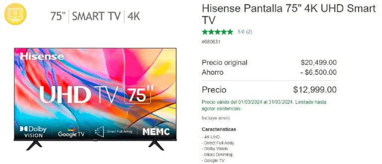 Lanza Costco super oferta en pantalla Smart TV Hisense de 75; estas son las sucursales que aplican